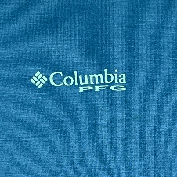 Columbia PFG Omni-Shade Fish Flag Tee Men’s XL Blue UV Protection Fishing Shirt - Picture 3 of 10